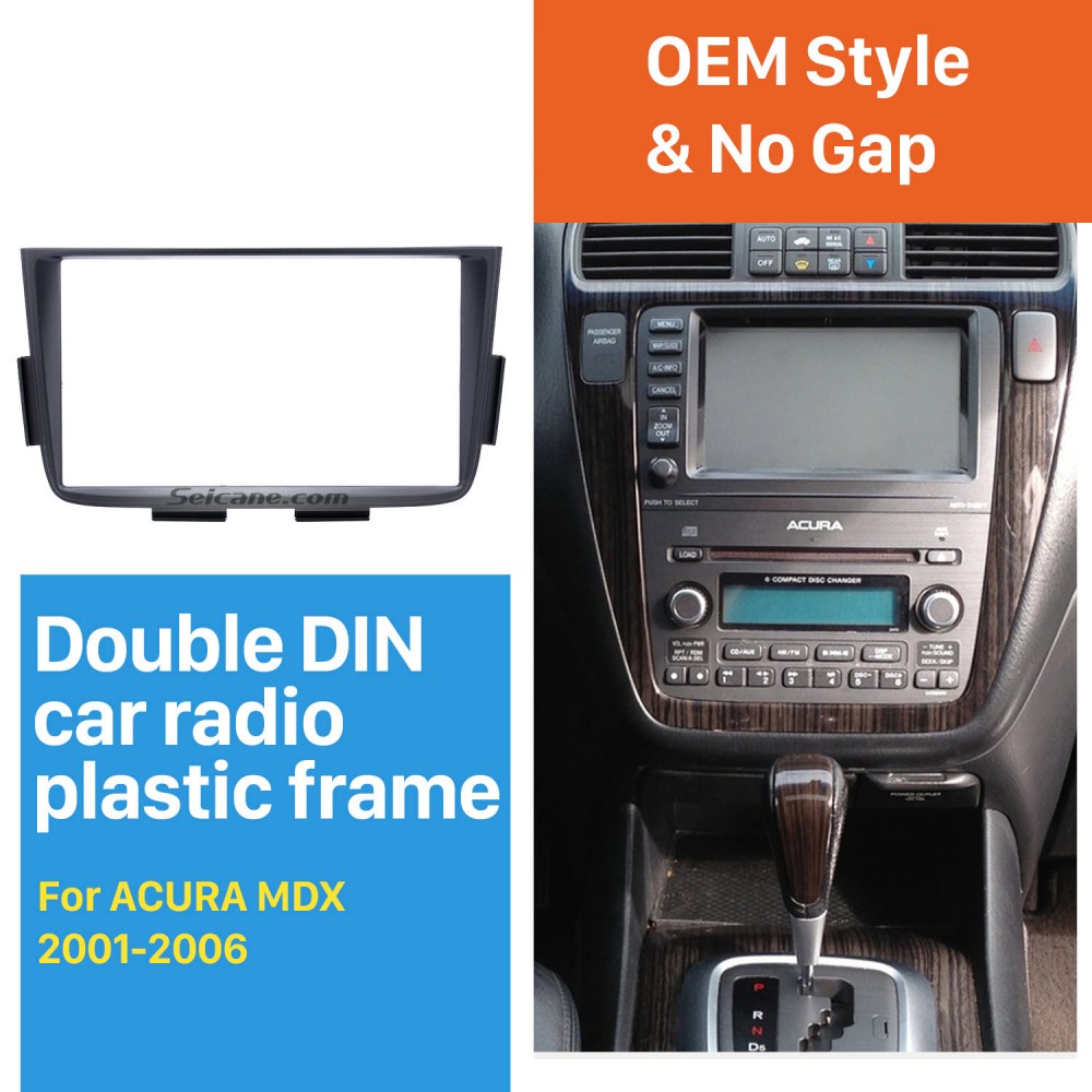 Black Double Din Car Radio Fascia For 2001 2002 2003 2004 2006 Acura Mdx Stereo Dash Cd Installation Kit Dvd Gps Frame Panel