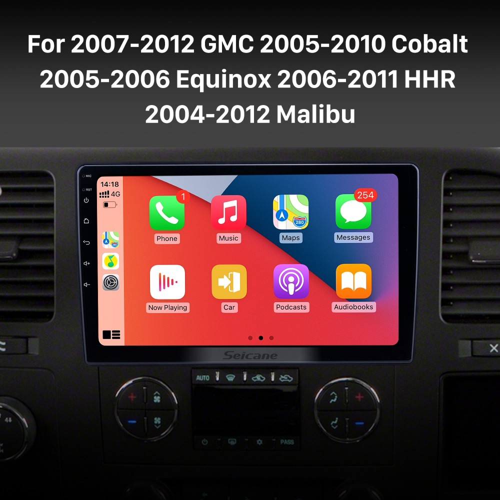 Android 12.0 HD Touchscreen Carplay for 2007-2012 GMC 2005-2010 Cobalt  2005-2006 Equinox 2006-2011 HHR 2004-2012 Malibu Head Unit Bluetooth GPS