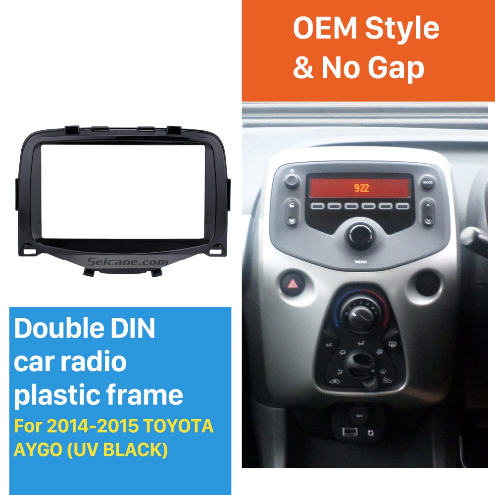 Black Double Din 2014 2015 Toyota Aygo Car Radio Fascia Panel Adaptor Audio  Frame Stereo Install