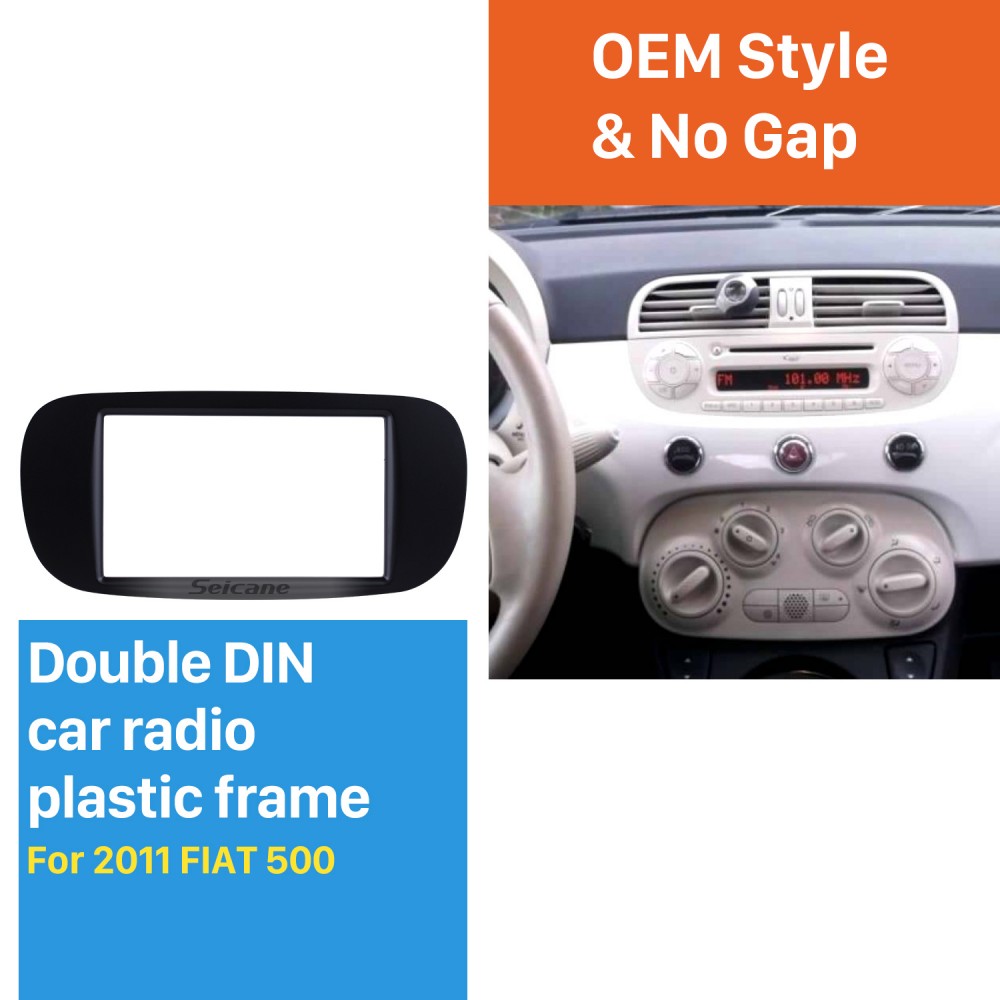 Panel Radio Kit Double 2 Din Matte Black Fiat 500 500C Vents 