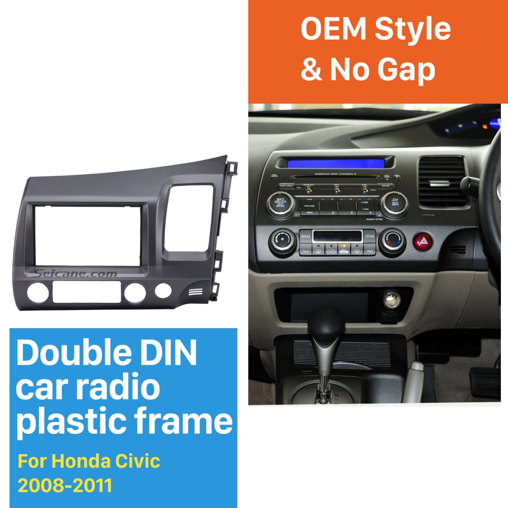 Classic Gray 2din 2008 2009 2010 2011 Honda Civic Rhd Car Radio Fascia Auto Stereo Adapter In Dash Mount Kit Frame Panel