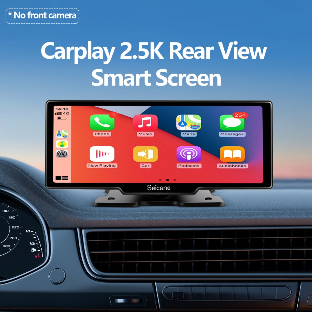 10.26'' 2.5K Touch Screen Dash Cam Wireless CarPlay Video Recorder