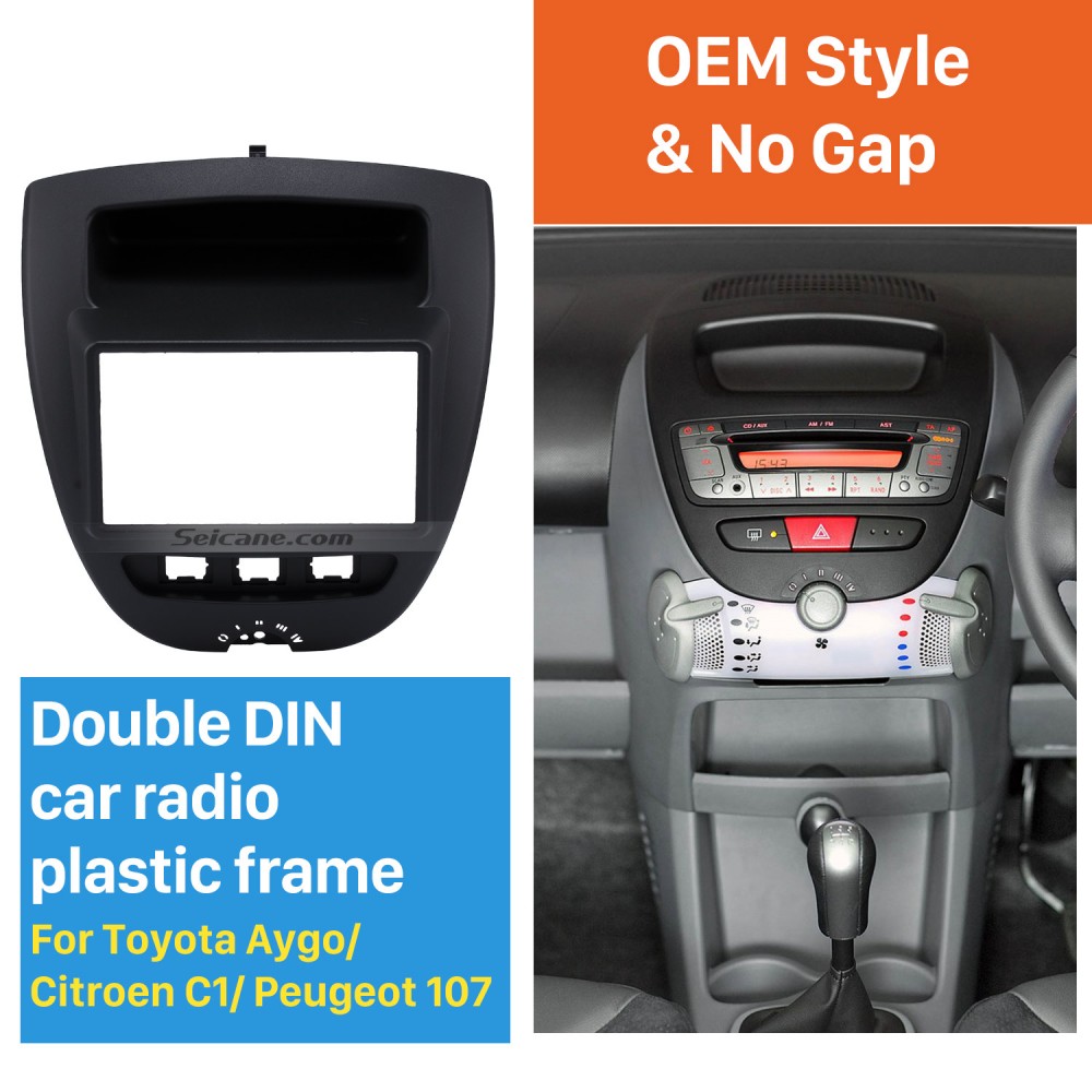 Great 2Din Citroen C1 Peugeot 107 Radio Fascia DVD Panel Stereo Dash CD Trim Installation Frame