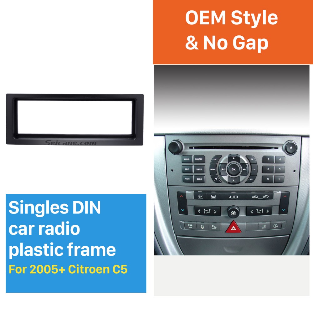 Black 1Din 2005+ Citroen C5 Car Radio Fascia Stereo Frame Panel Dash Mount Fitting Kit Installation