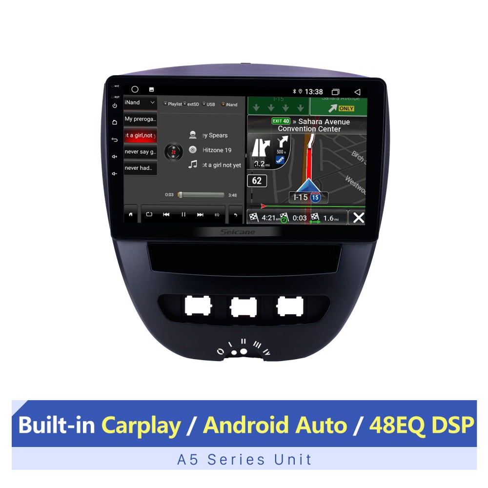 Kansen gangpad vaas 10.1 inch Android 10.0 2005-2014 Peugeot 107 GPS Navigation Radio with  Bluetooth HD Touchscreen WIFI support TPMS DVR Carplay Rearview camera DAB+