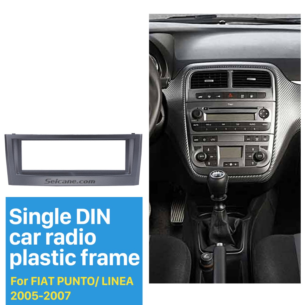 Grey 1Din Radio Fascia for 2005 2007 FIAT PUNTO LINEA Stereo Install Dash Kit DVD Frame CD Trim