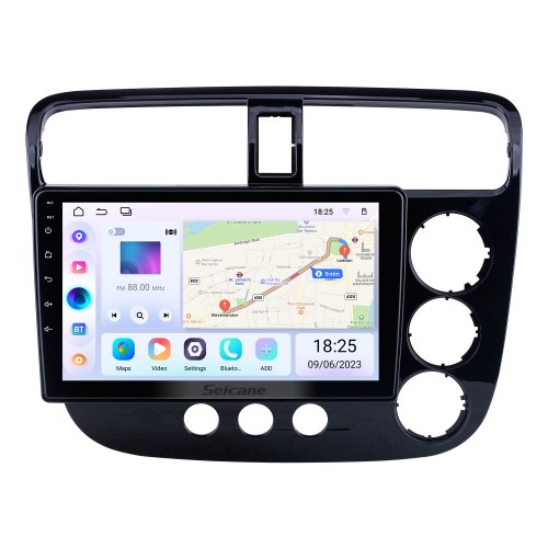 OEM 9 inch Android 10.0 for 2001-2005 Honda Civic RHD Manual A/C Radio with Bluetooth HD Touchscreen GPS Navigation System support Carplay DAB+