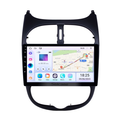HD Touchscreen 9 inch Android 14.0 GPS Navigation Radio for 2000-2016 Peugeot 206 with Bluetooth AUX WIFI support Carplay TPMS DAB+