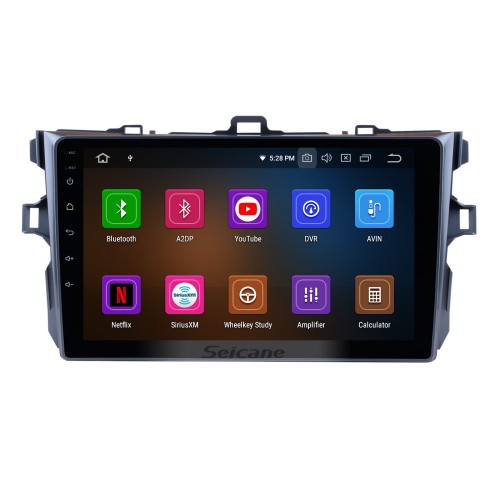 9 inch Android 11.0 GPS navigation system for 2006-2011 Toyota COROLLA with Bluetooth Radio HD 1024*600 touch screen OBD2 DVR TV 1080P Video 3G WIFI  Steering Wheel Control  USB SD backup camera  Quad-core CPU Mirror link 