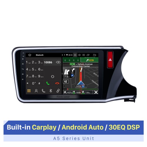 For 2014 2015 2016 2017 HONDA CITY RHD Radio replacement with Android 10.0 HD Touch Screen Bluetooth GPS Navigation System 3G OBD2 Steering Wheel Control Rearview Camera 1080P Video