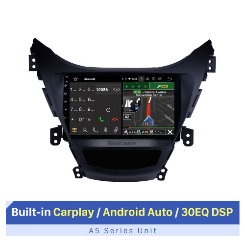 9 inch Android 10.0 Radio GPS Car Navigation System for 2012 2013 Hyundai Elantra with Quad-core CPU Bluetooth Music 4G WiFi OBD2 Rearview Camera Steering Wheel Control AUX DVR 