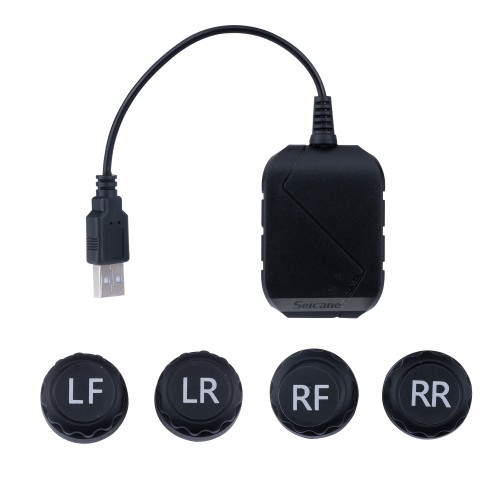 Portable Car USB TPMS  with 4 Internal  External Sensors for Aftermarket Android radio Tire Pressure Monitoring Auto Alarm System