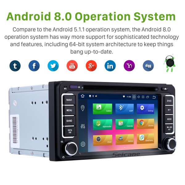 OEM 2 Din Android 9.0 LCD Touch Screen DVD Navigaion System for 2000-2006 Toyota Corolla EX with GPS Radio Tuner Bluetooth 4G WiFi Mirror Link OBD2 1080P AUX