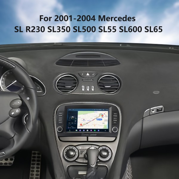  7 inch Carplay Radio Android 14.0 for 2001 2002 2003 2004 Mercedes SL R230 SL350 SL500 SL55 SL600 SL65 Car Stereo Touchscreen Head Unit with Bluetooth USB AUX WIFI support DAB+ OBD2 DVR