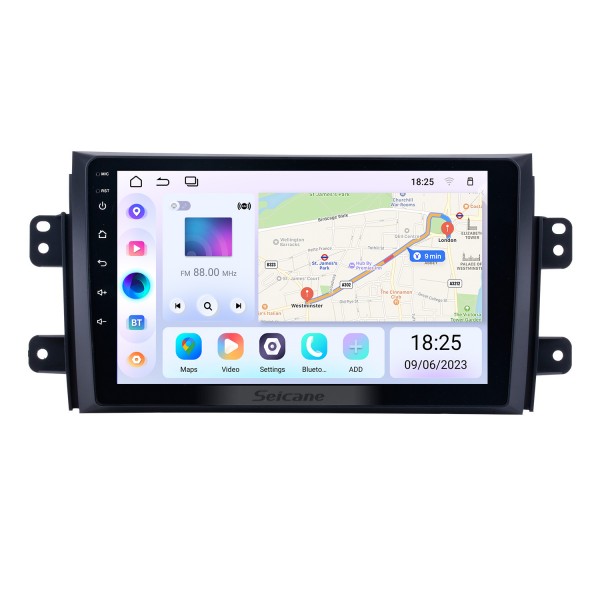 9 inch HD Touchscreen Android 13.0 Radio GPS for 2006-2012 Suzuki SX4 Fiat Sedici with Bluetooth Music WIFI Audio system 1080P Video USB OBD2 Mirror Link DVR