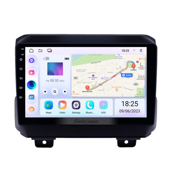 9 inch Android 14.0 GPS Navigation Radio for 2018 Jeep Wrangler with Bluetooth WIFI USB AUX HD Touchscreen support Carplay DVR OBD
