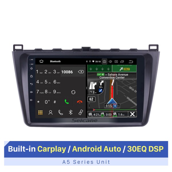Android 10.0 2008-2015 Mazda 6 Rui Wing Radio GPS Navigation System with IPS Touchscreen Bluetooth TPMS OBD DVR Rearview camera TV USB 4G WIFI CPU Quad Core