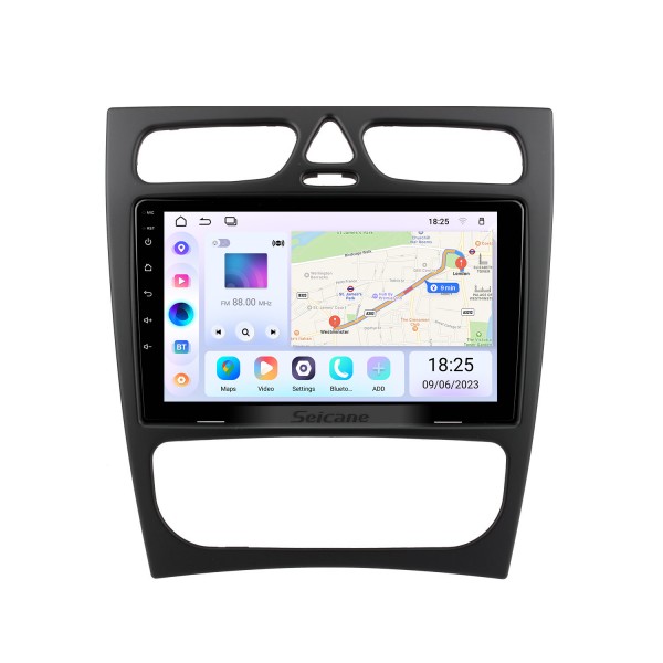 9 inch Android 13.0 GPS Navigation Radio for BENZ C CLASS (W203) 2002-2004 BENZ CLK-CLASS (W209) 2002-2006 with HD Touchscreen Carplay Bluetooth support OBD2 SWC
