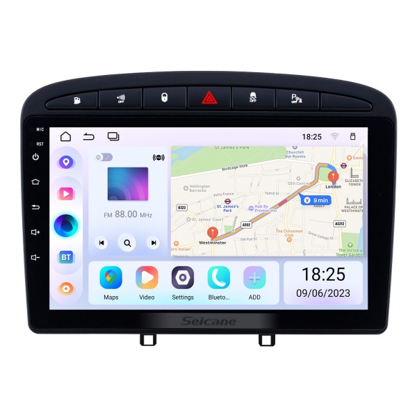 Aftermarket 9 inch Android 14.0 car stereo for 2010-2016 PEUGEOT 408 with GPS Navigation Bluetooth Car stereo Head Unit Touch Screen Mirror Link OBD2  WiFi Video USB SD