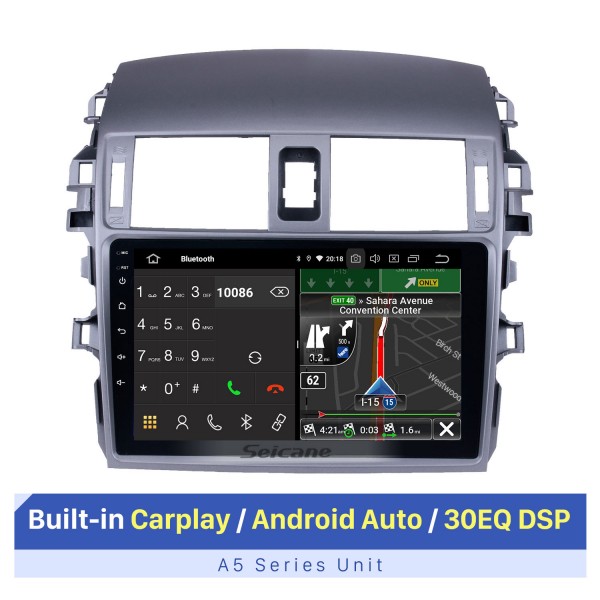 9 Inch For 2008-2010 Toyota Corolla Android 10.0 Capacitive Touch Screen Radio GPS Navigation system with Bluetooth TPMS DVR OBD II Rear camera AUX USB SD 3G WiFi Steering Wheel Control Video 