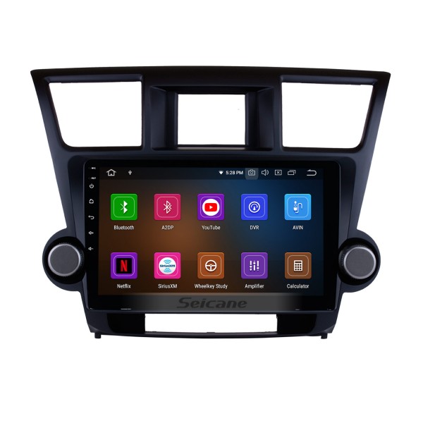 10.1 inch Android 12.0 Sat Nav In Car GPS System 2009-2014 Toyota Highlander with 3G WiFi AM FM Radio Bluetooth Music Mirror Link OBD2 Backup Camera DVR