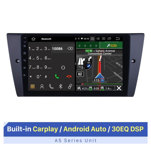 HD Touchscreen for 2005-2012 BMW 3 Series E90 E91 E92 E93 316i 318i 320i 320si 323i 325i 328i 330i 335i 335is M3 316d 318d 320d 325d 330d 335d Android 10.0 9 inch GPS Navigation System Radio with Bluetooth Carplay support SWC