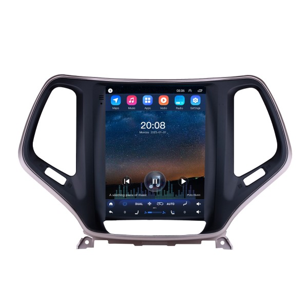 9.7 inch HD Touch Screen 2016 2017 2018 Jeep Cherokee Android 9.1 Radio GPS Navigation Bluetooth Music USB WIFI Audio system Support DVR OBD2 TPMS Digital TV