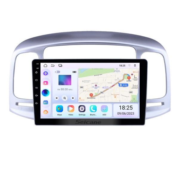 2006-2011 Hyundai Accent Touch screen Android 14.0 9 inch Head Unit Bluetooth Stereo with Music AUX WIFI support DAB+ OBD2 DVR Steering Wheel Control