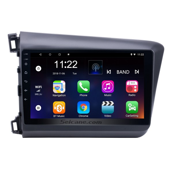 10.1 inch Android 8.1 Radio GPS Car Audio System for 2012 Honda Civic with Bluetooth Music 3G WiFi Mirror Link OBD2 HD 1024*600 Multi-touch Capacitive Screen