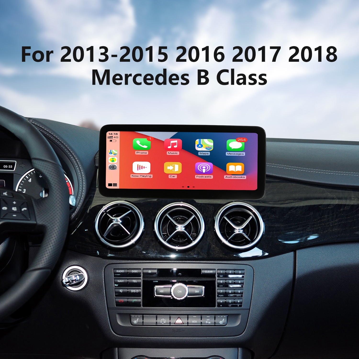 Carplay Android 11.0 HD Touchscreen 12.3 inch for 2013-2015 2016 2017 2018  Mercedes B Class W246 B180 B200 B220 B250 B260 Radio GPS Navigation System