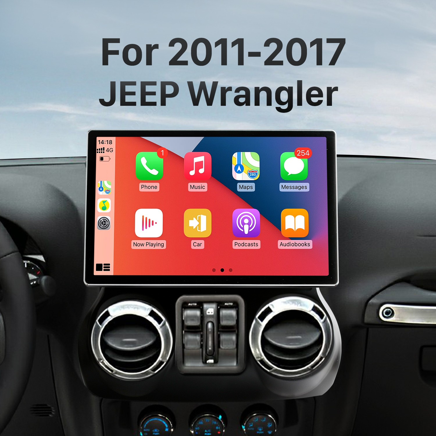 Carplay Radio Touchscreen for 2011 2012 2013-2017 JEEP Wrangler Android  auto Bluetooth GPS navigation system