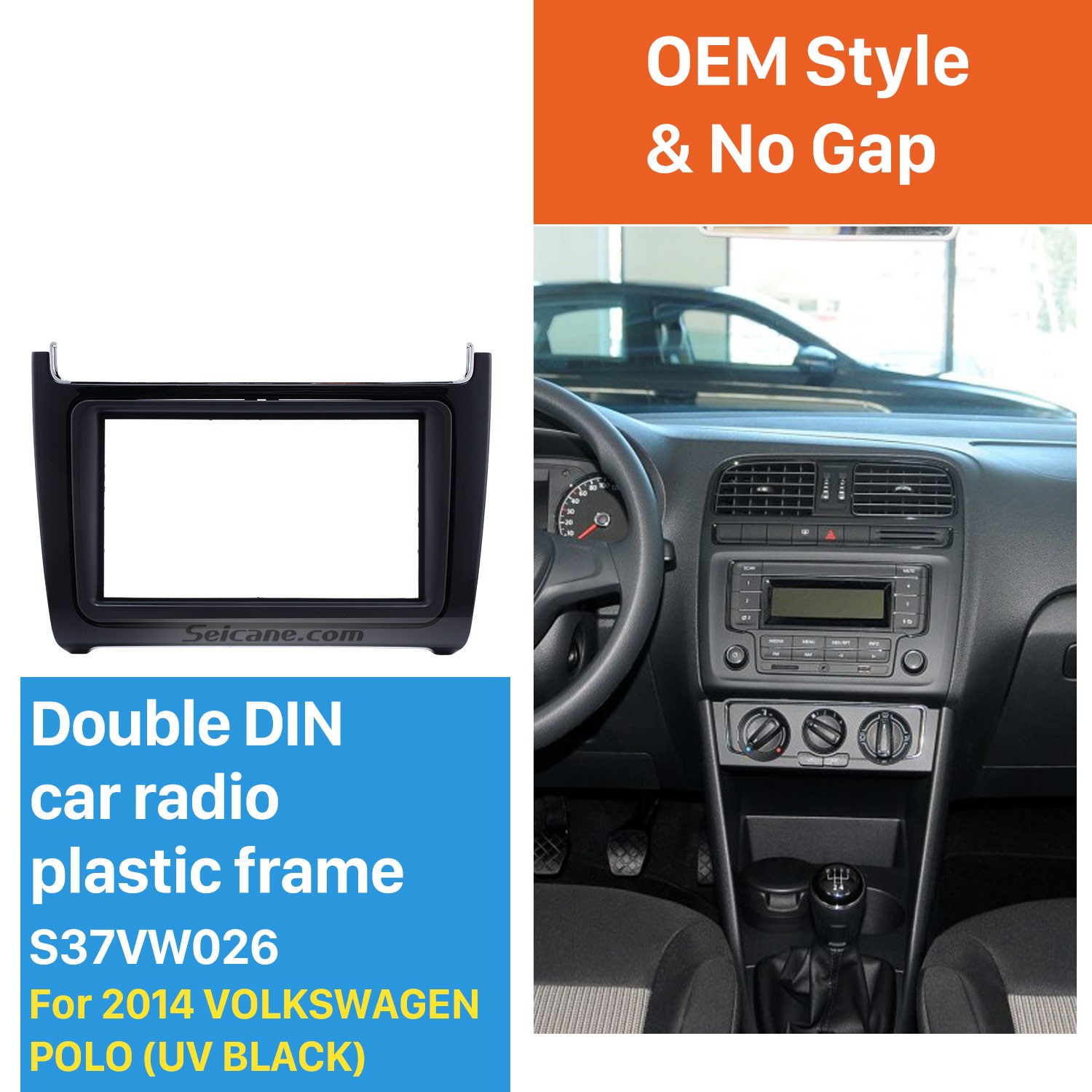 Uv Black Double Din 2014 Volkswagen Polo Car Radio Fascia Auto Stereo Dvd Frame Audio Player