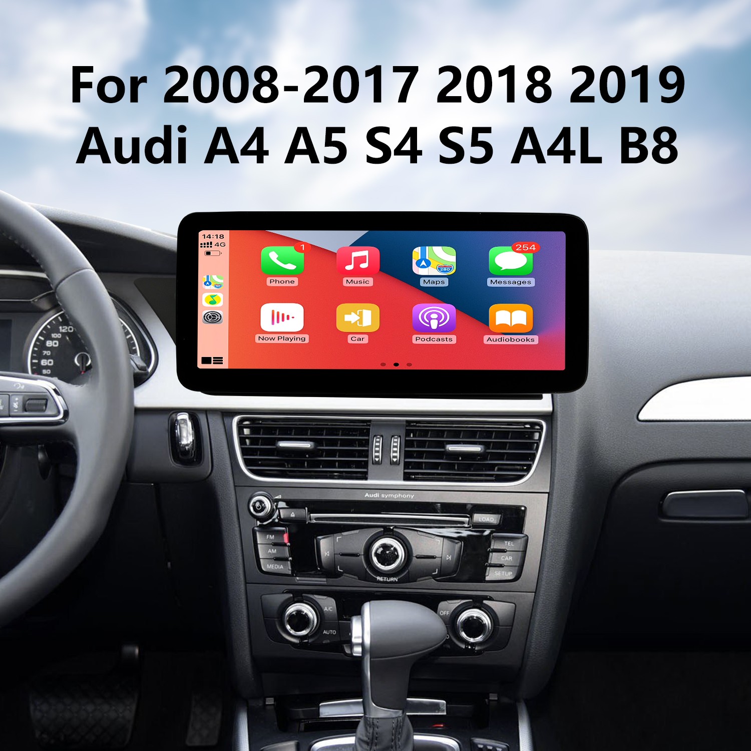 HD Touchscreen 12.3 inch Android 11.0 GPS Navigation Radio for 2008-2017  2018 2019 Audi A4 A5 S4 S5 A4L B8 with Bluetooth AUX support DVR Carplay  OBD