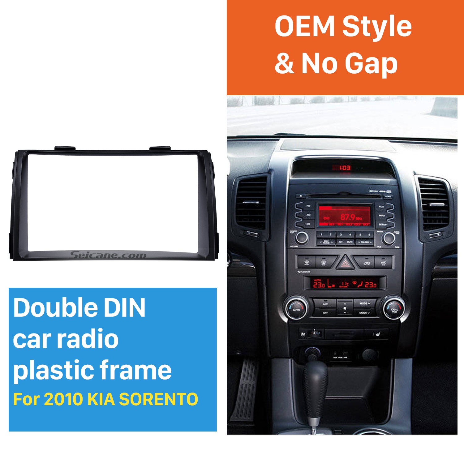 Black Double Din 2010 KIA SORENTO Car Radio Fascia Trim Install Frame