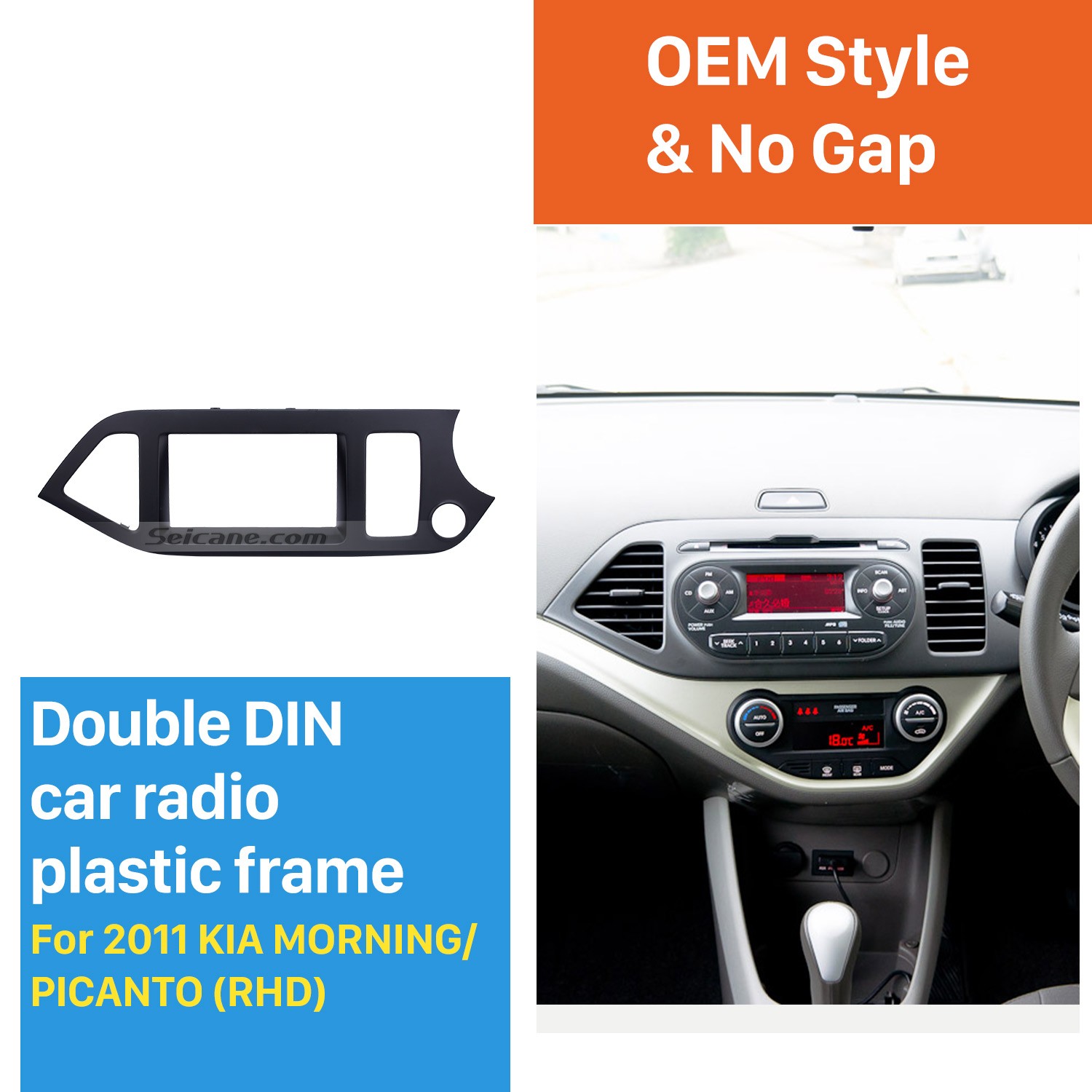Black Double Din 2011 Kia Morning Picanto Right Hand Drive Car Radio Fascia Dash Cd Panel Kit