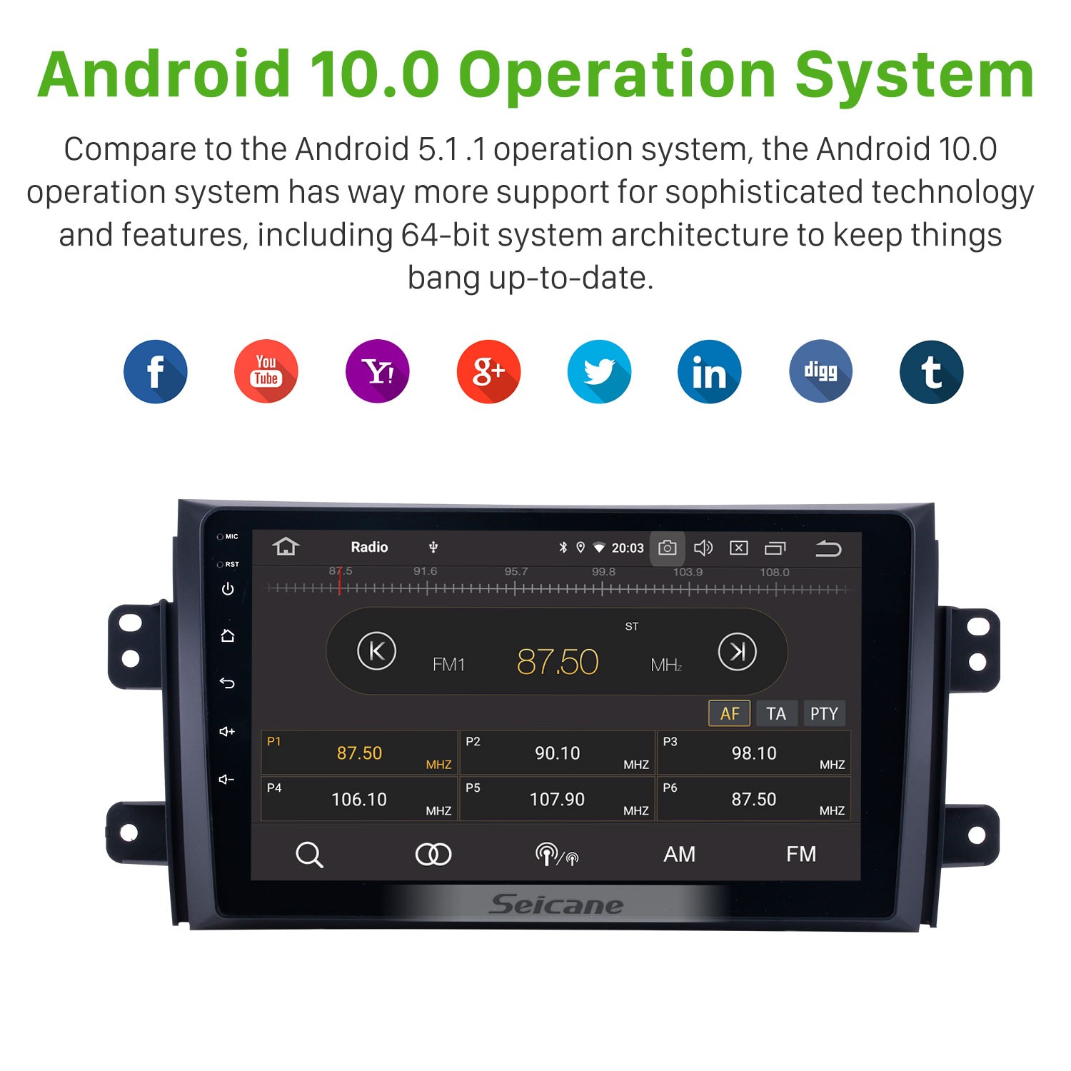 Android 10.0 HD Touch Screen Car Radio stereo for 2007