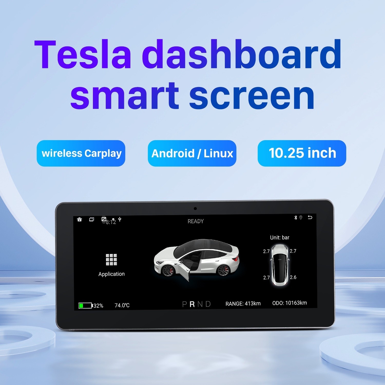 For 2019 2020 2021 2022 Tesla Model 3 Model Y Android Car Radio Touch  Screen Car Dashboard with Carplay Android Auto GPS Navigation System