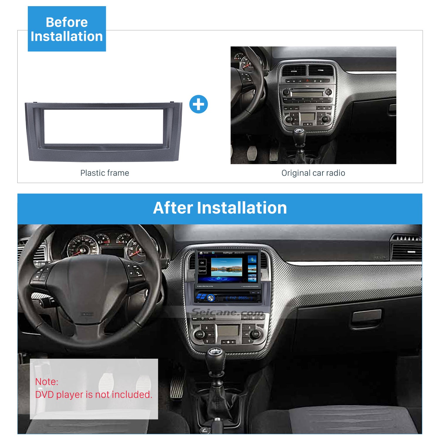 Grey 1din Car Radio Fascia For 2005 2006 2007 Fiat Punto