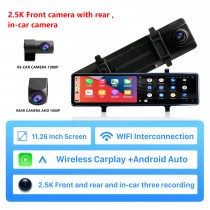 11.26 inch Wireless Carplay Android Auto Car WiFi Recorder 2.5K+1080P Streaming Media Built-in video code decoder Support 4K H.265 Video Code