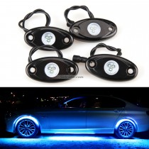 Car Chassis Bluetooth Control 4 Pods RGB LED Rock Lights for Universal Under Car with Waterproof and Anti-Corrosion