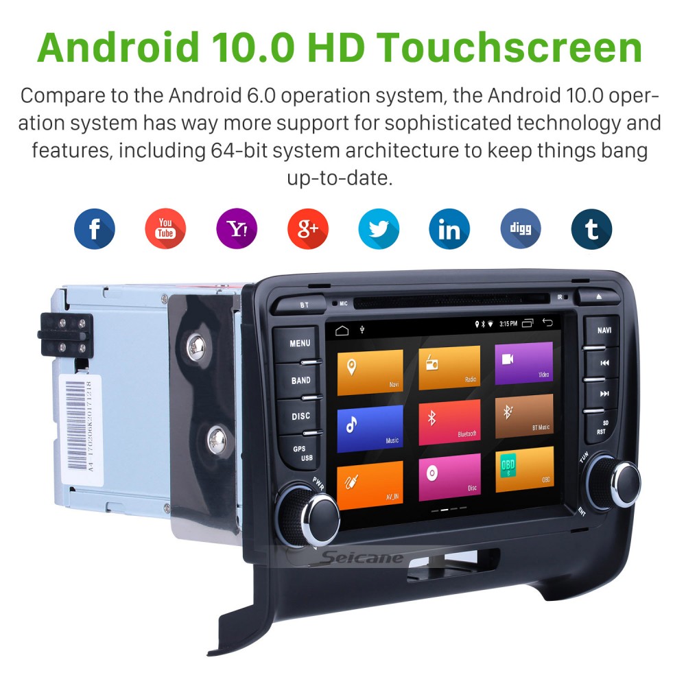Oem Android 10 0 2006 2013 Audi Tt Radio Replacement With Hd 1024