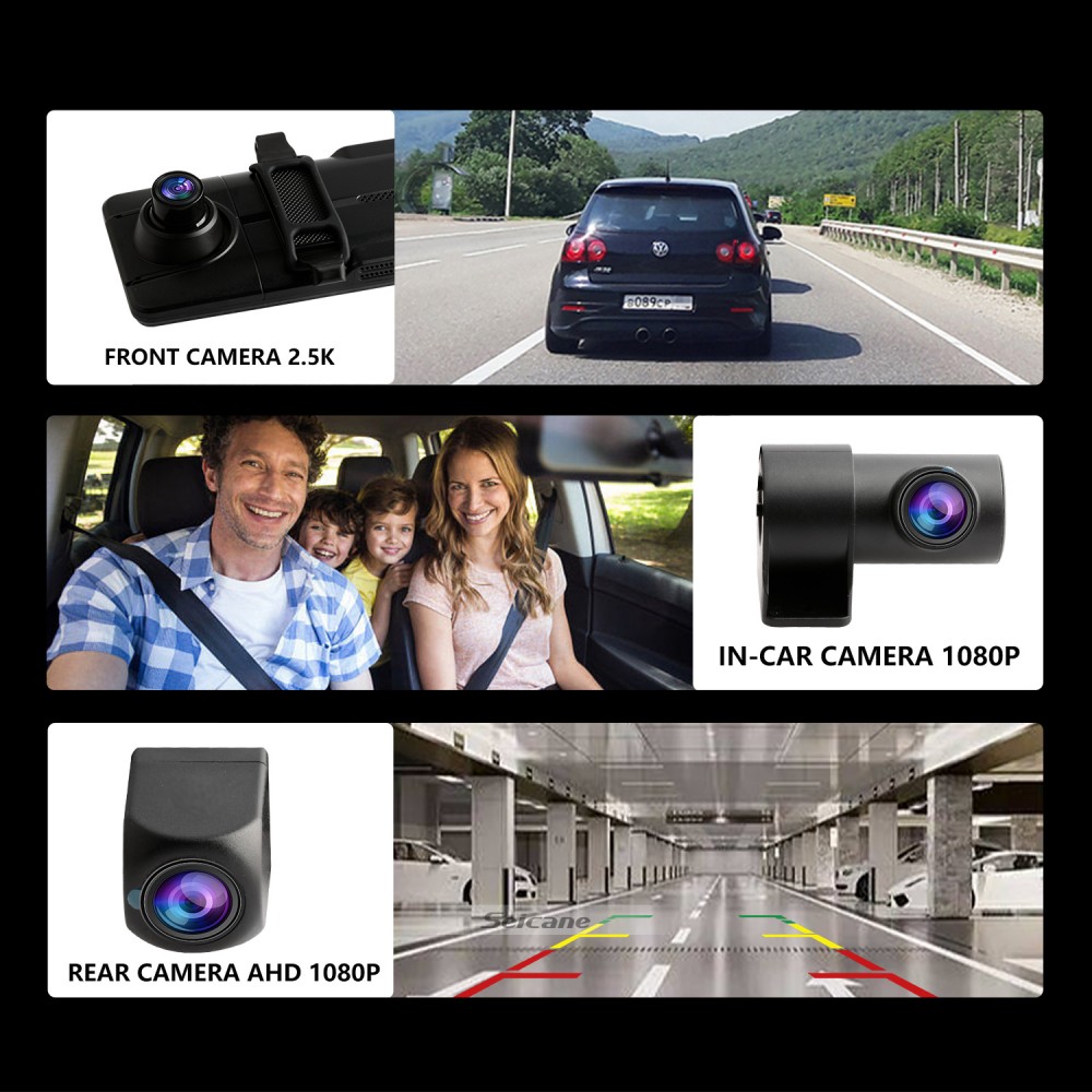 Portable Stereo with Built-In Dash Cam, Apple CarPlay, Rearview Camera