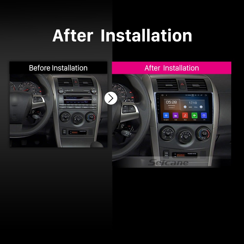 9 Inch Android 11 0 Gps Navigation System For 2006 2012 Toyota Corolla With Bluetooth Radio Hd 1024 600 Touch Screen Obd2 Dvr Tv 1080p Video 3g Wifi Steering Wheel Control Usb Sd Backup Camera
