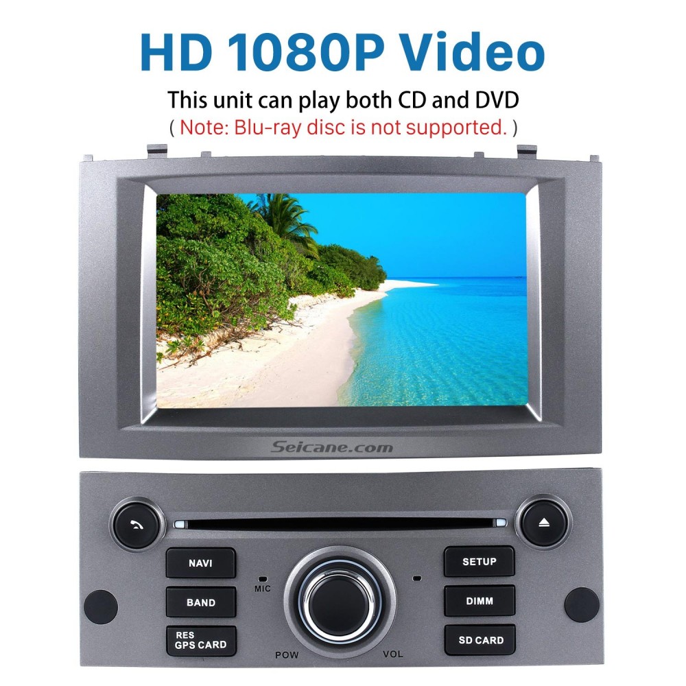HD 1080P Android 9.0 Double Din pour Peugeot 407 2004-2010 avec écran 7 pouces stéréo ZWNAV Système GPS pour voiture Wi-Fi Lecteur DVD Bluetooth OBD radio 