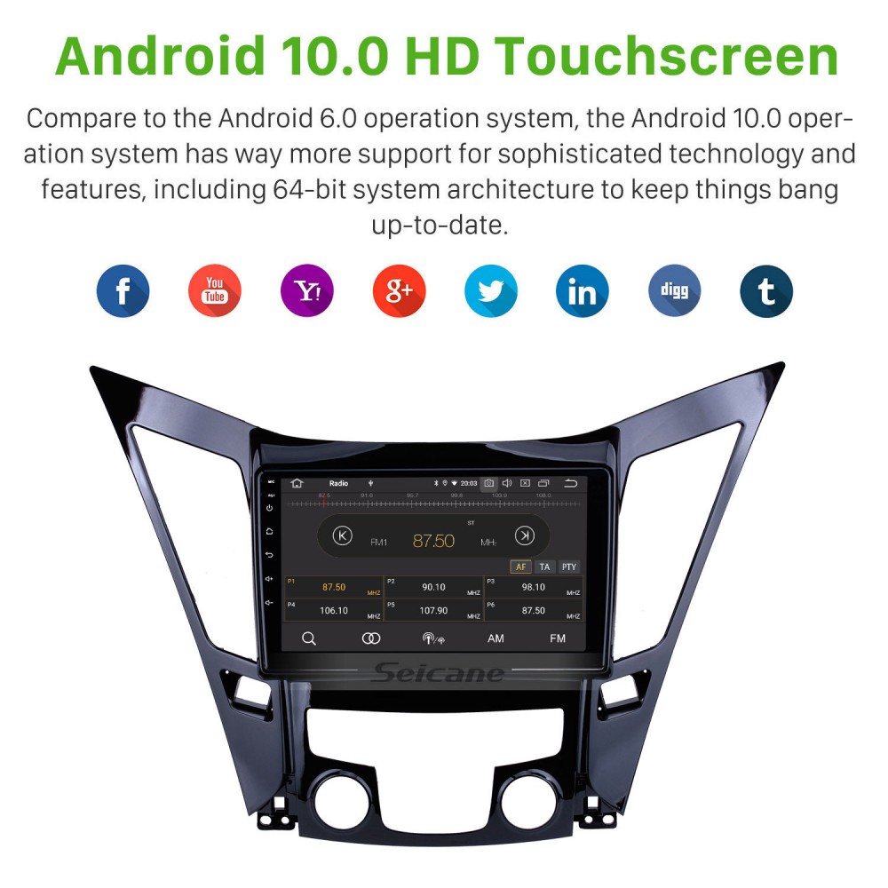 9 Inch Android 10.0 Touch Screen GPS Navigation system For 2011-2015  HYUNDAI Sonata i40 i45 with Bluetooth 4G WiFi Video Radio TPMS DVR OBD II  Rear