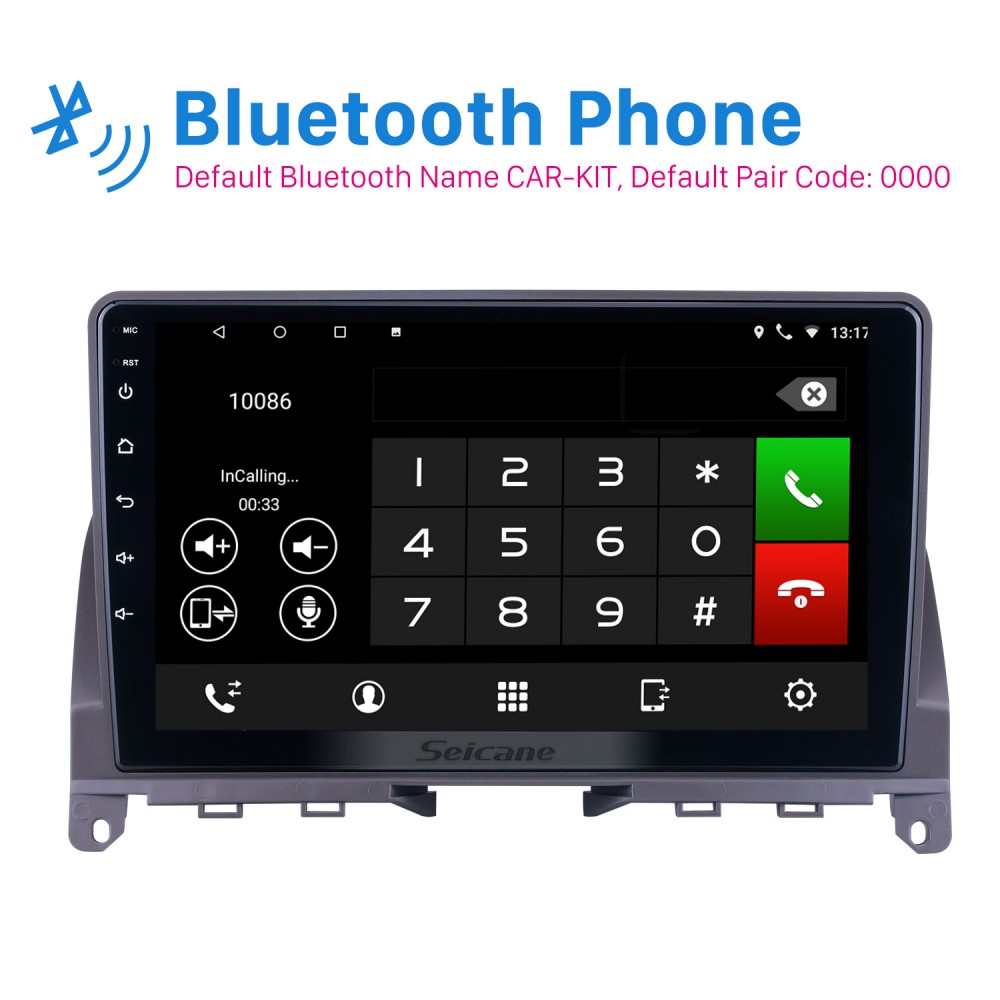 Android 9.1 Car Radio de Navegación GPS para Benz C-Class 3 W204 S204 2006-2011 con 9 Pulgada Pantalla Táctil Support WiFi FM Am RDS/DSP MP5 Player/BT Steering Wheel Control,4 Core,WiFi. 