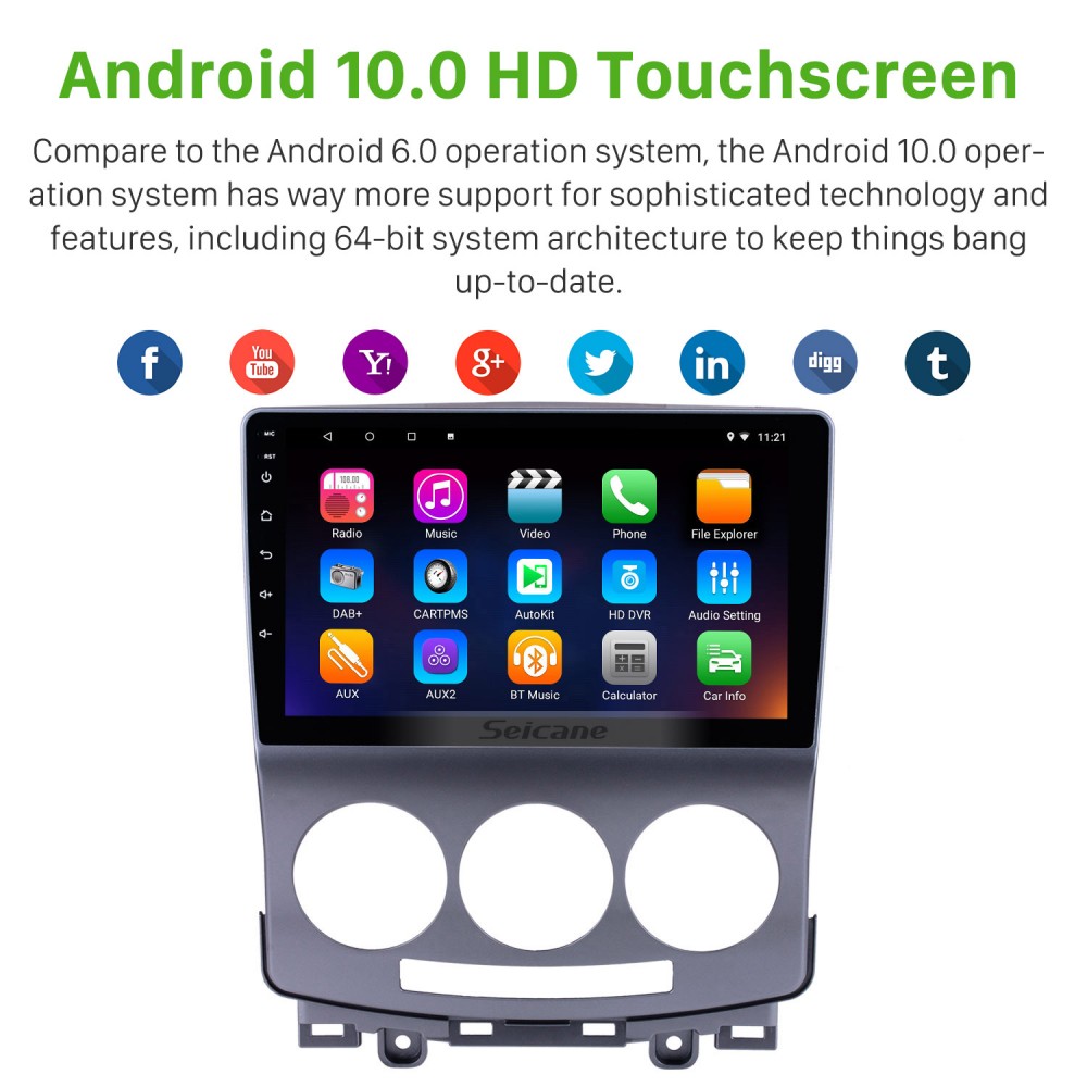 Android 10 unità di testa Bluetooth DAB Radio WiFi GPS Sat Navi Per MAZDA 5 2005-2010 