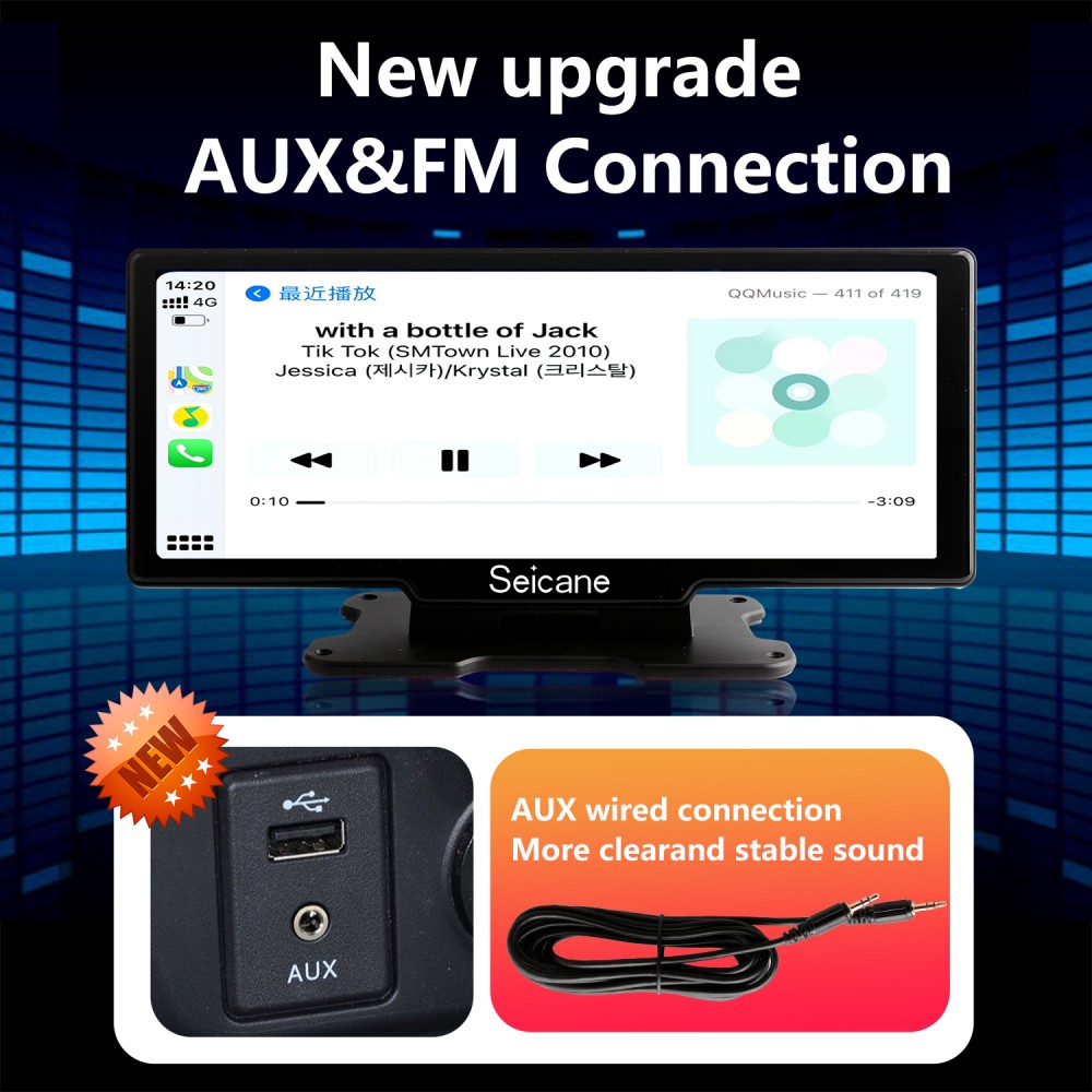 4K Wireless & Wired Android Auto Dash Cam With ADAS, GPS, AUX, 24h