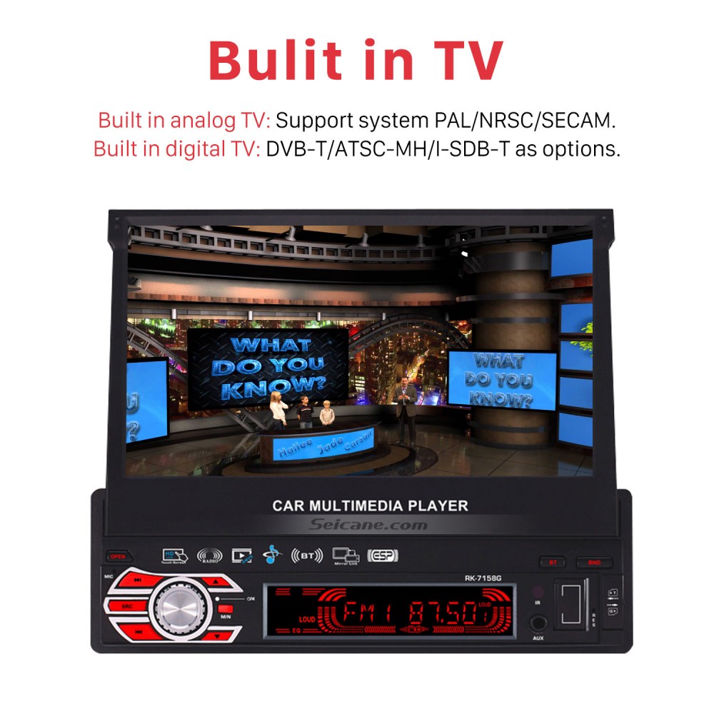 Single 1 Din Car Stereo Touchscreen Bluetooth Radio Music Gps