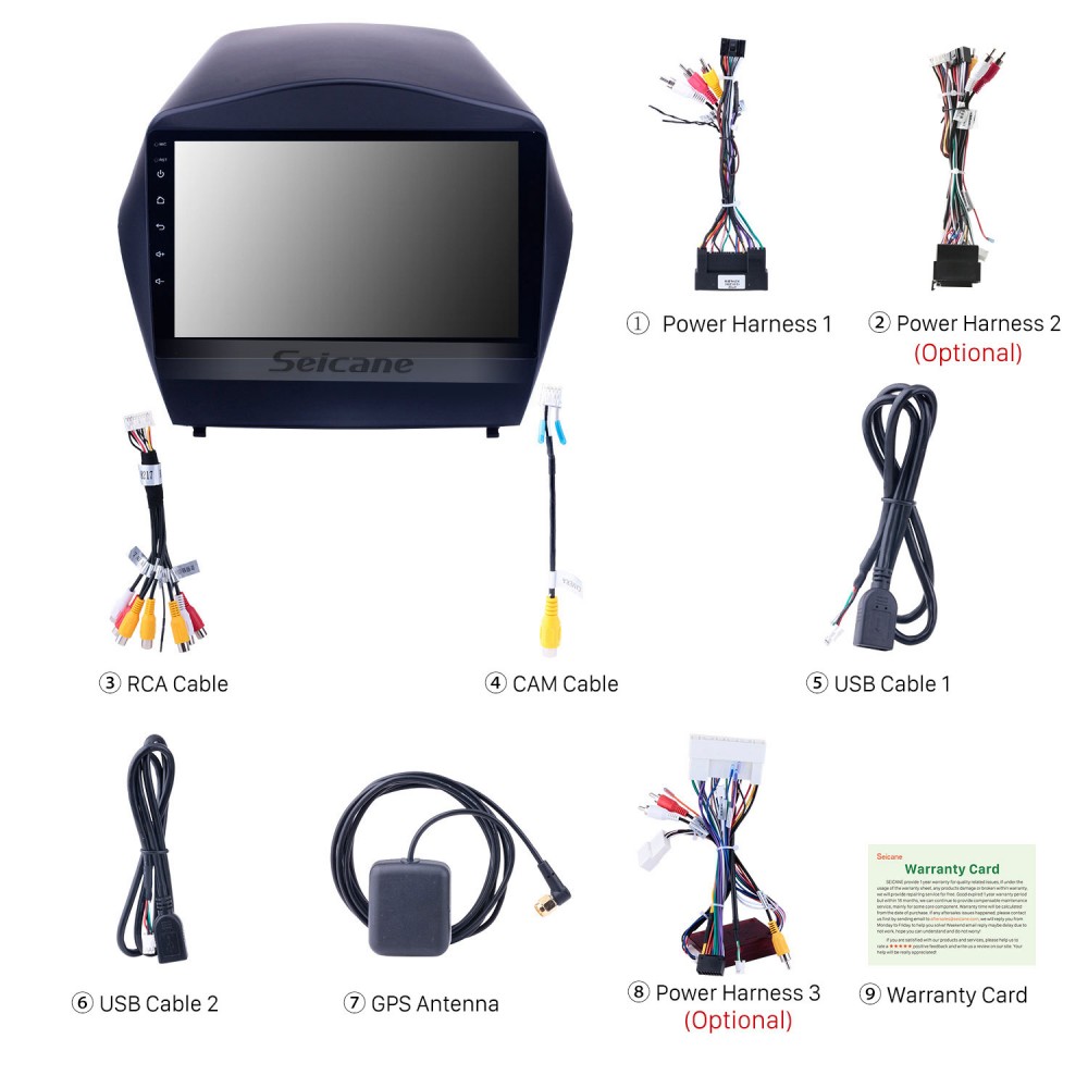 Miroir Link Commande Volant Dab USB MP5 Bluetooth Hands-Free SWC,4G+WIFI2G+32G GLFDYC Android 8.1 GPS Navigation Music Autoradio 9 Tactile écran Lecteur Multimédia TV pour Hyundai Ix35 2010-2017 